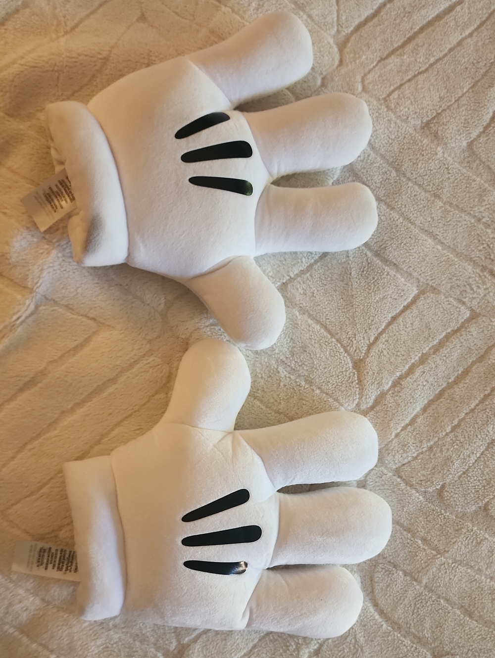 Disney Plush Mickey Mouse Hand Gloves Pair - White with Black Accents